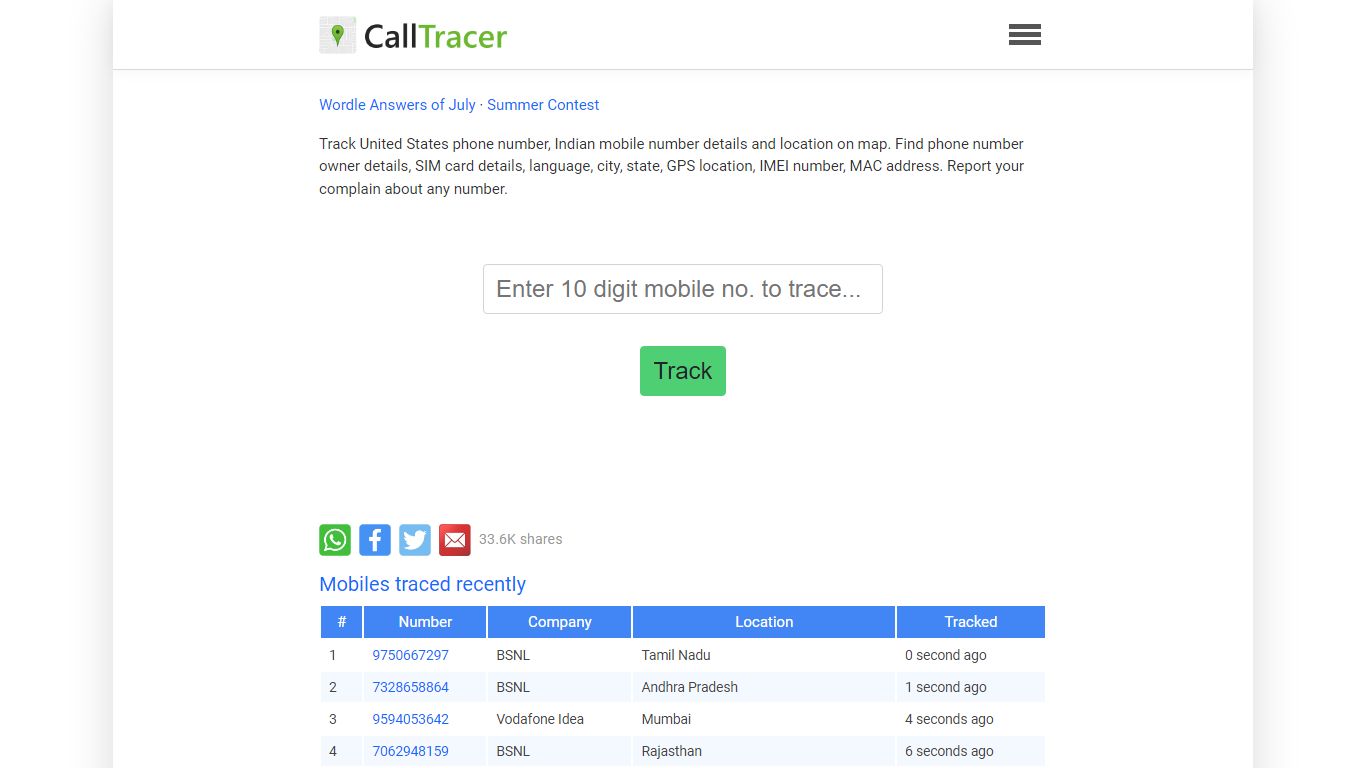 Trace mobile number details with name address location