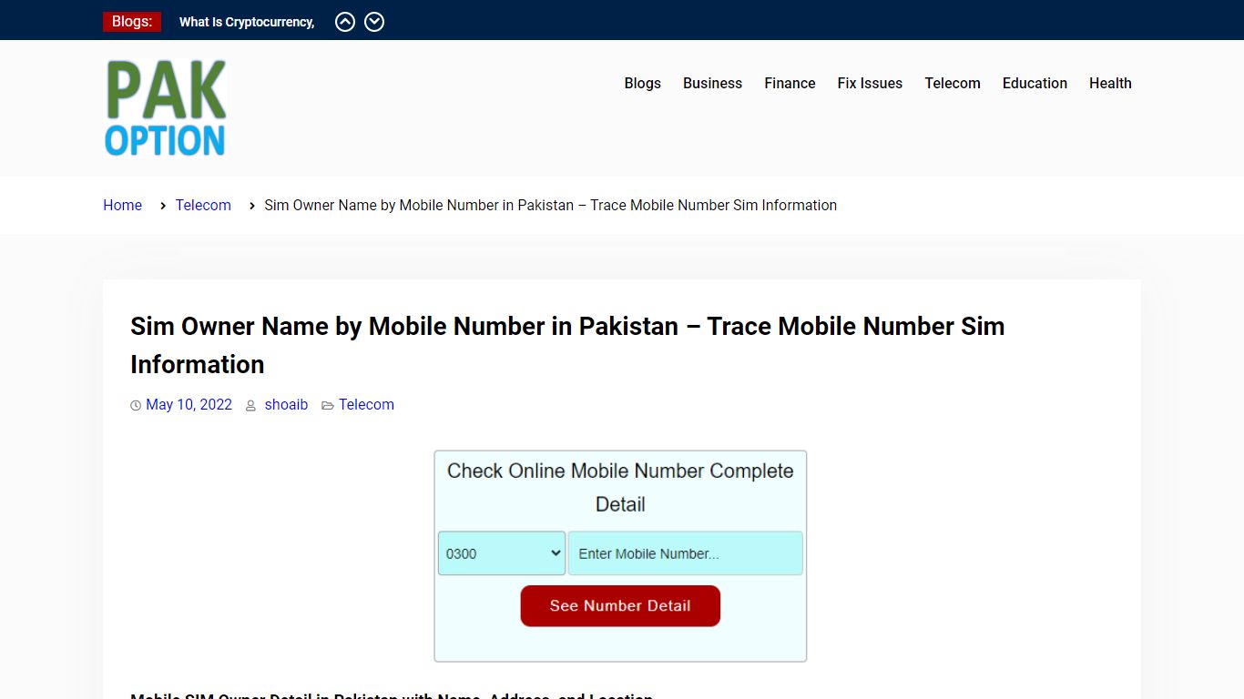 Sim Owner Name by Mobile Number with Location & Address in ... - PakOption